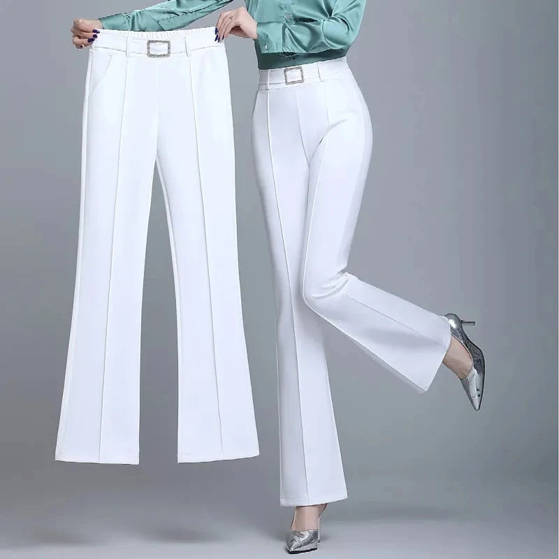 Cotton-Blend Flare-Leg Trousers