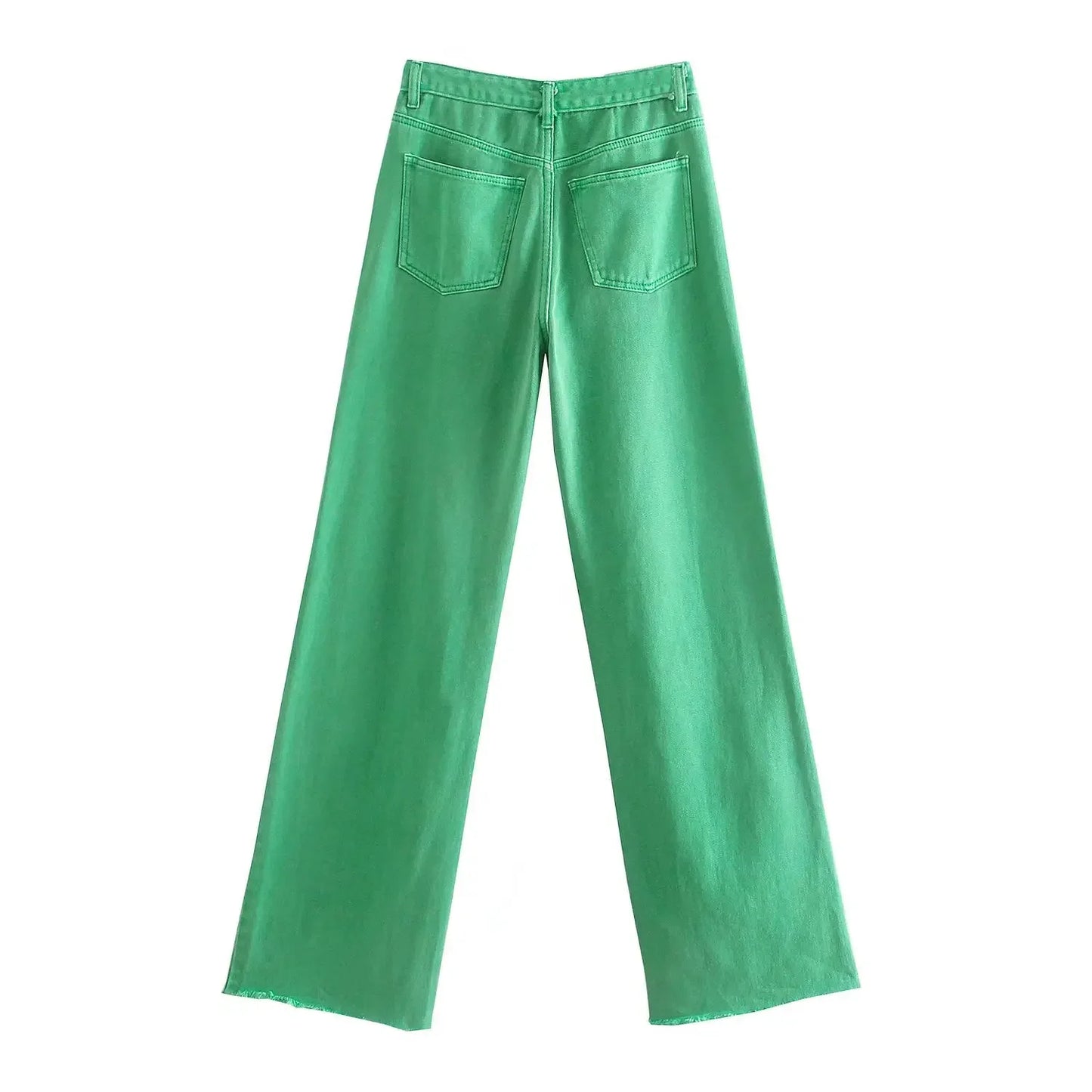 Straight-Leg Frayed Hem Pants