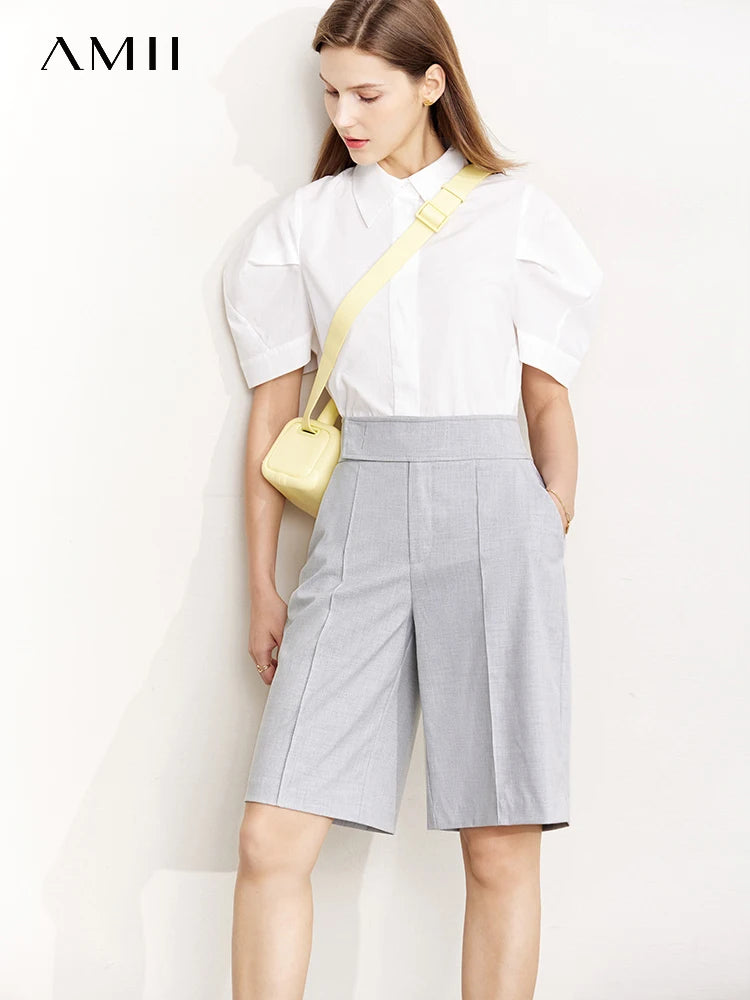 Amii Twill Knee-Length Shorts