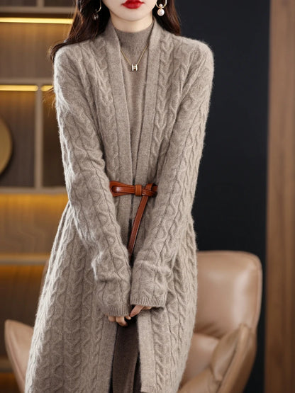 Cashmere Twisted Long Cardigan