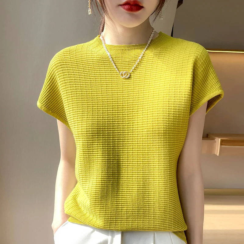 Beliarst Cap-Sleeved Cotton-Knit Blouse