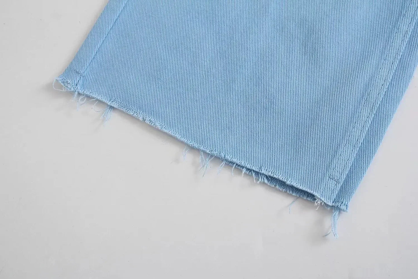 Straight-Leg Frayed Hem Pants