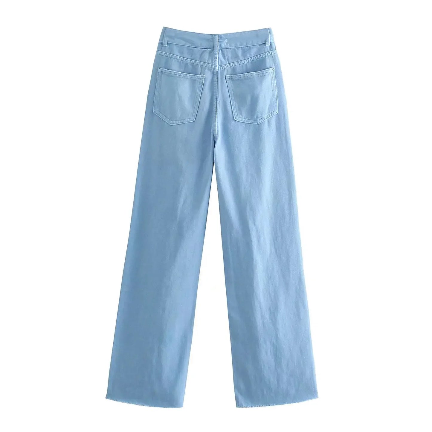 Straight-Leg Frayed Hem Pants