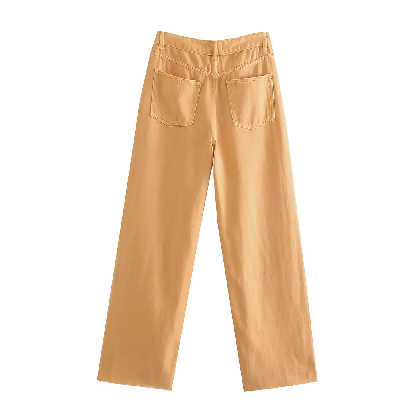 Straight-Leg Frayed Hem Pants