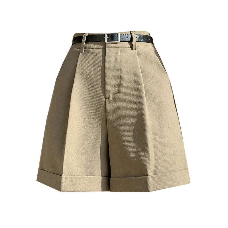Cotton-Blend High-Waist Wide-Leg Short