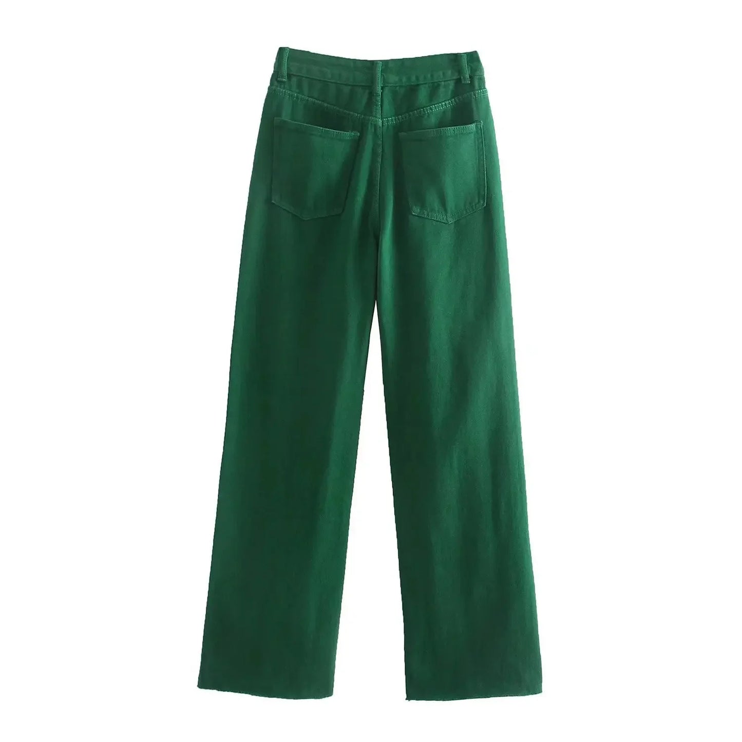 Straight-Leg Frayed Hem Pants