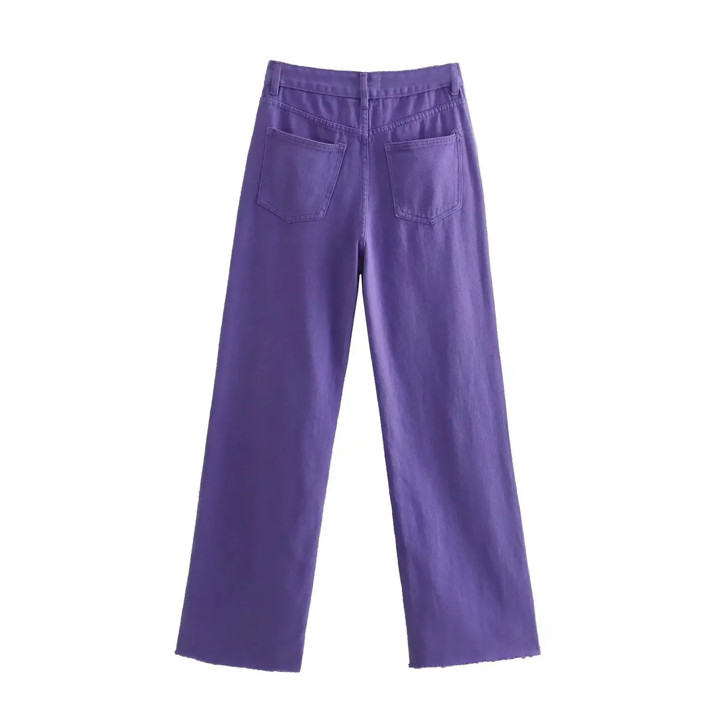 Straight-Leg Frayed Hem Pants