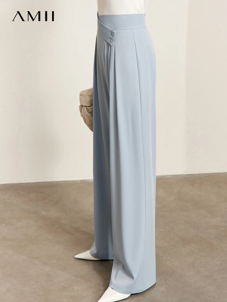 Amii Asymmetric Waist Wide-Leg Trousers