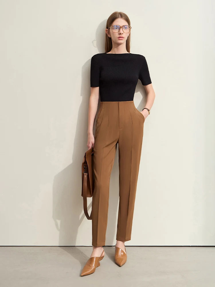 Amii Straight-Leg Twill Trousers
