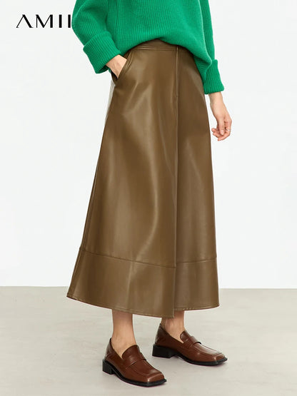 Amii Faux-Leather Midi Skirt