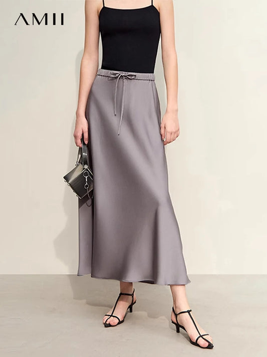 Amii Belted A-Line Midi Skirt