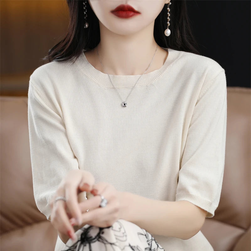 Knit Half-Sleeve Top
