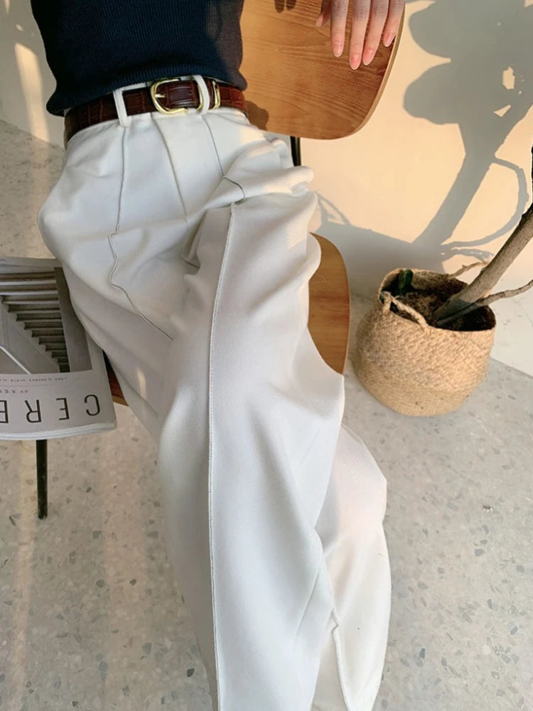 Wide-Leg Seamed Trousers