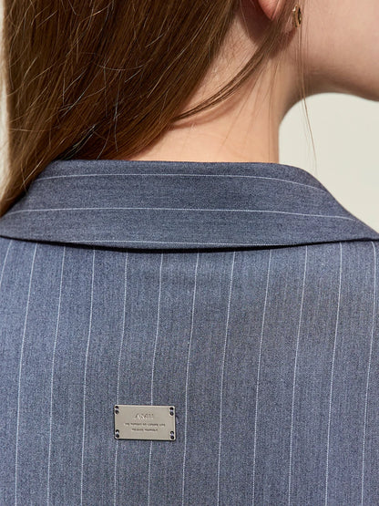 Amii Long-Sleeved Pinstriped Oxford Shirt
