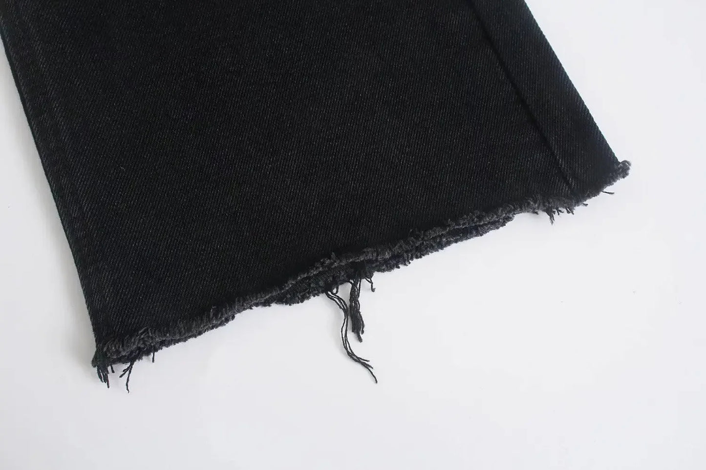 Straight-Leg Frayed Hem Pants