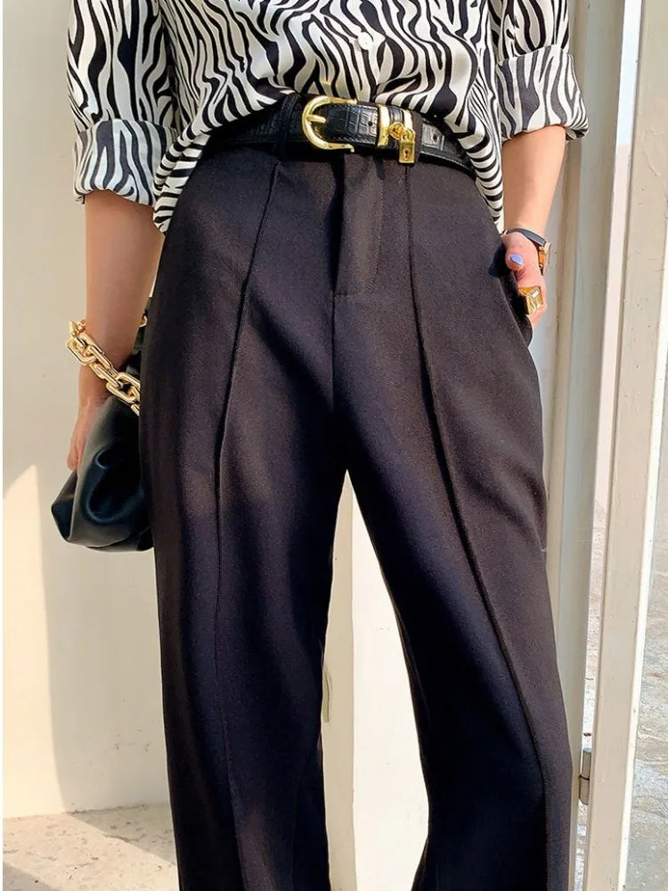 Wide-Leg Seamed Trousers