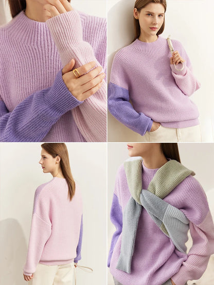 Amii Color Block Relaxed Sweater