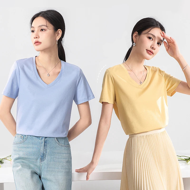 Short-Sleeved Cotton Silk Top