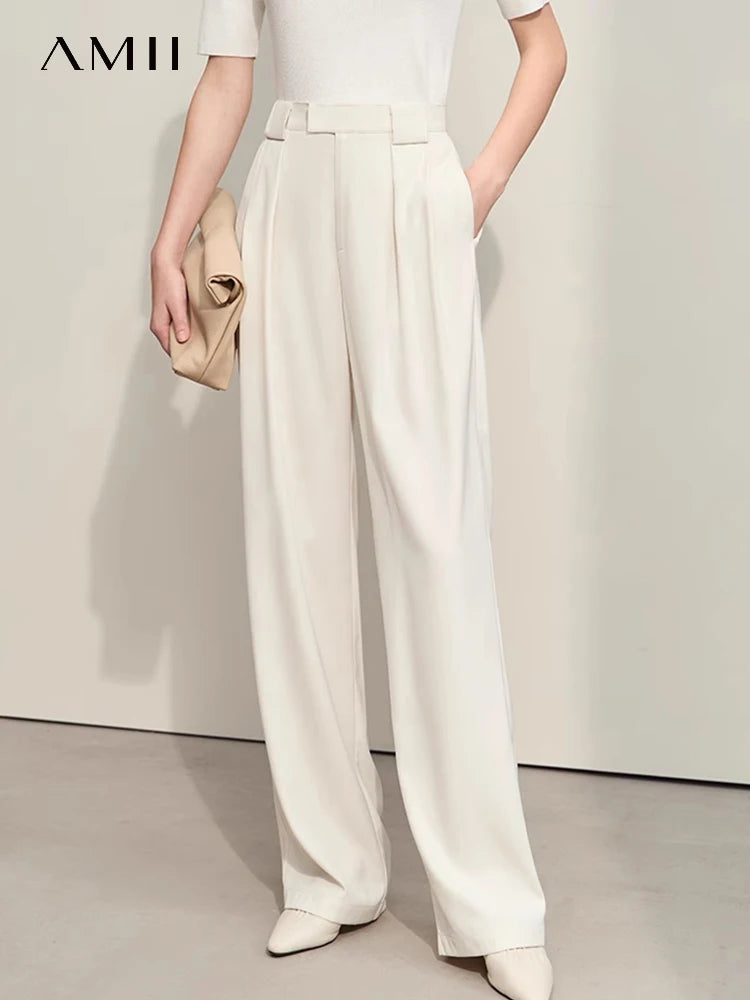 Amii Belted Twill Wide-Leg Pants