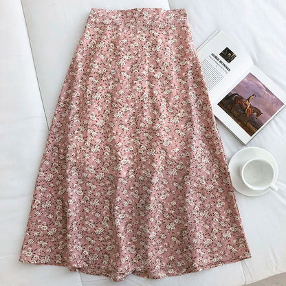 Floral Chiffon Midi Skirt