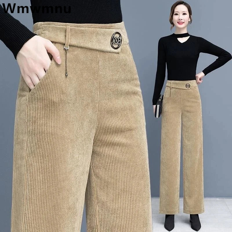 Corduroy Wide-Leg Ankle Pants