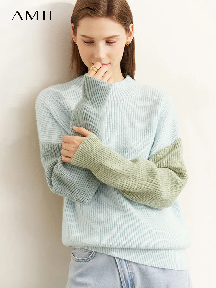 Amii Color Block Relaxed Sweater