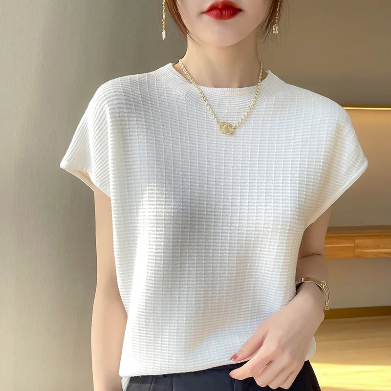 Beliarst Cap-Sleeved Cotton-Knit Blouse