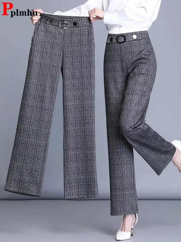 Wool Plaid Wide-Leg Trouser