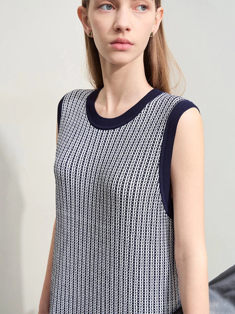 Amii Knit Sleeveless Pinstripe Maxi Dress
