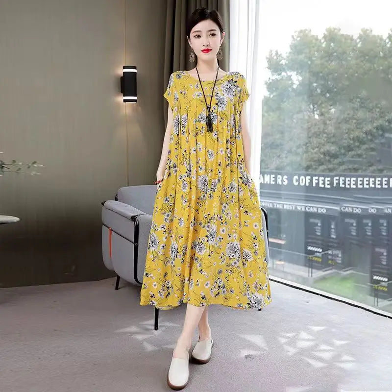Cotton-Blend Yoke Midi Dress