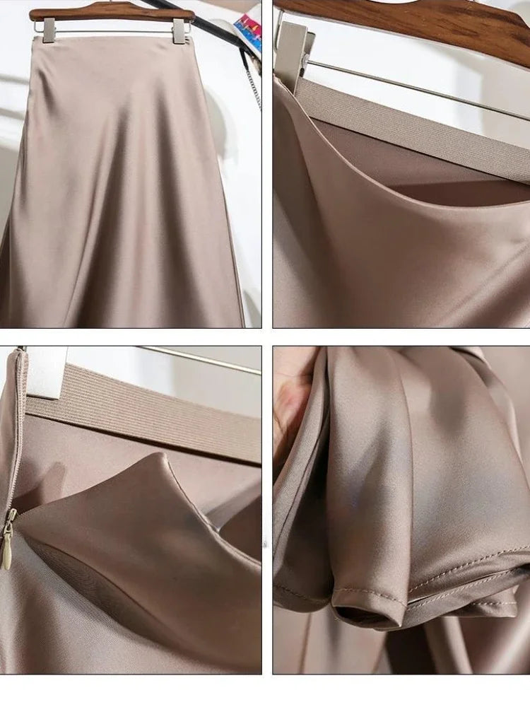 Satin A-Line Midi Skirt