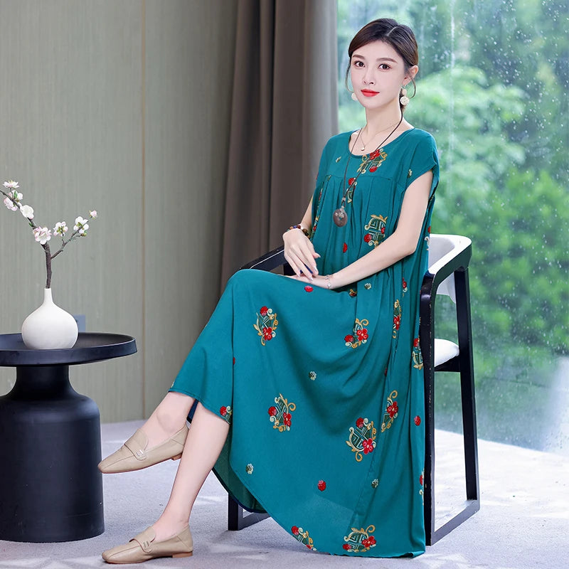 Cotton-Blend Yoke Midi Dress
