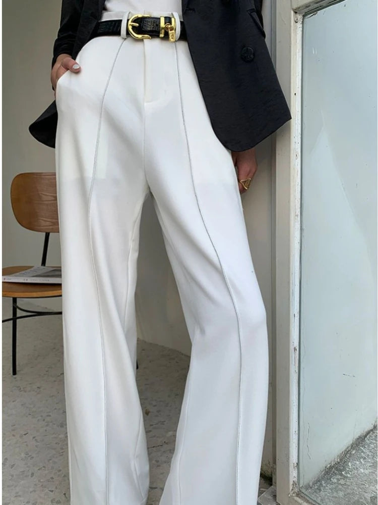 Wide-Leg Seamed Trousers