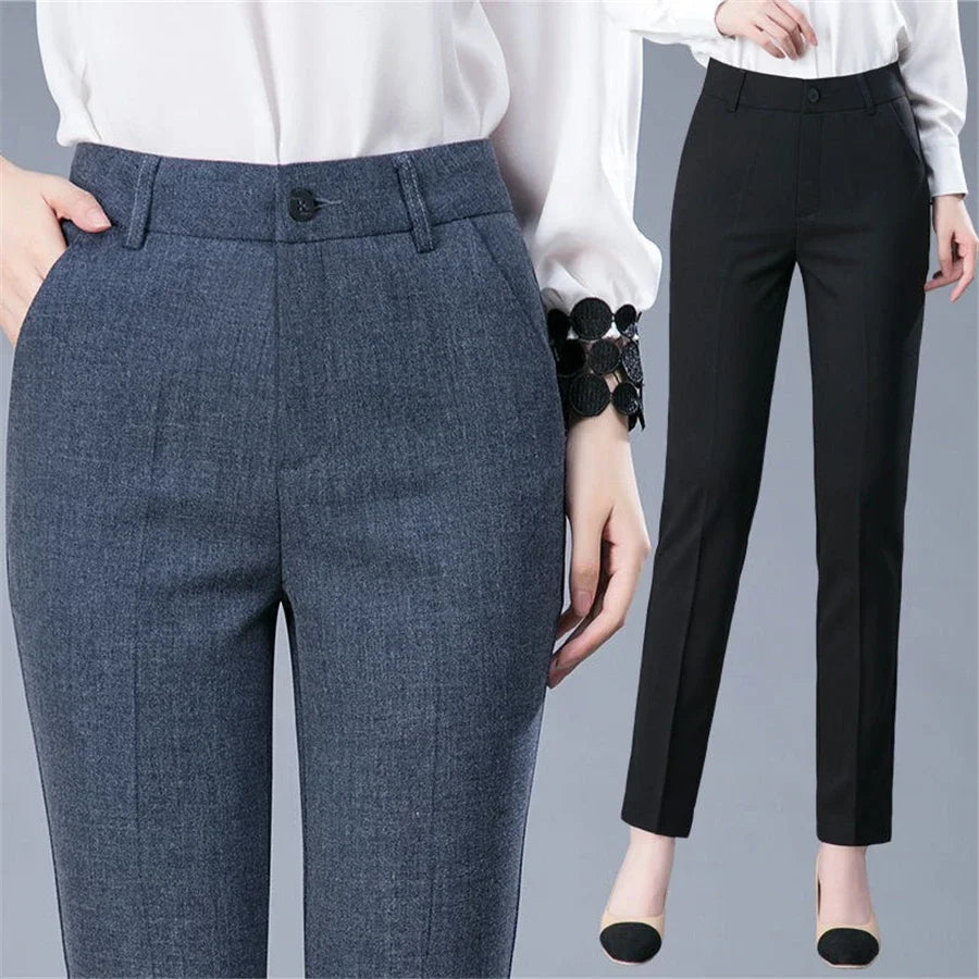 Cotton-Blend Ankle-Cut Pencil Trousers