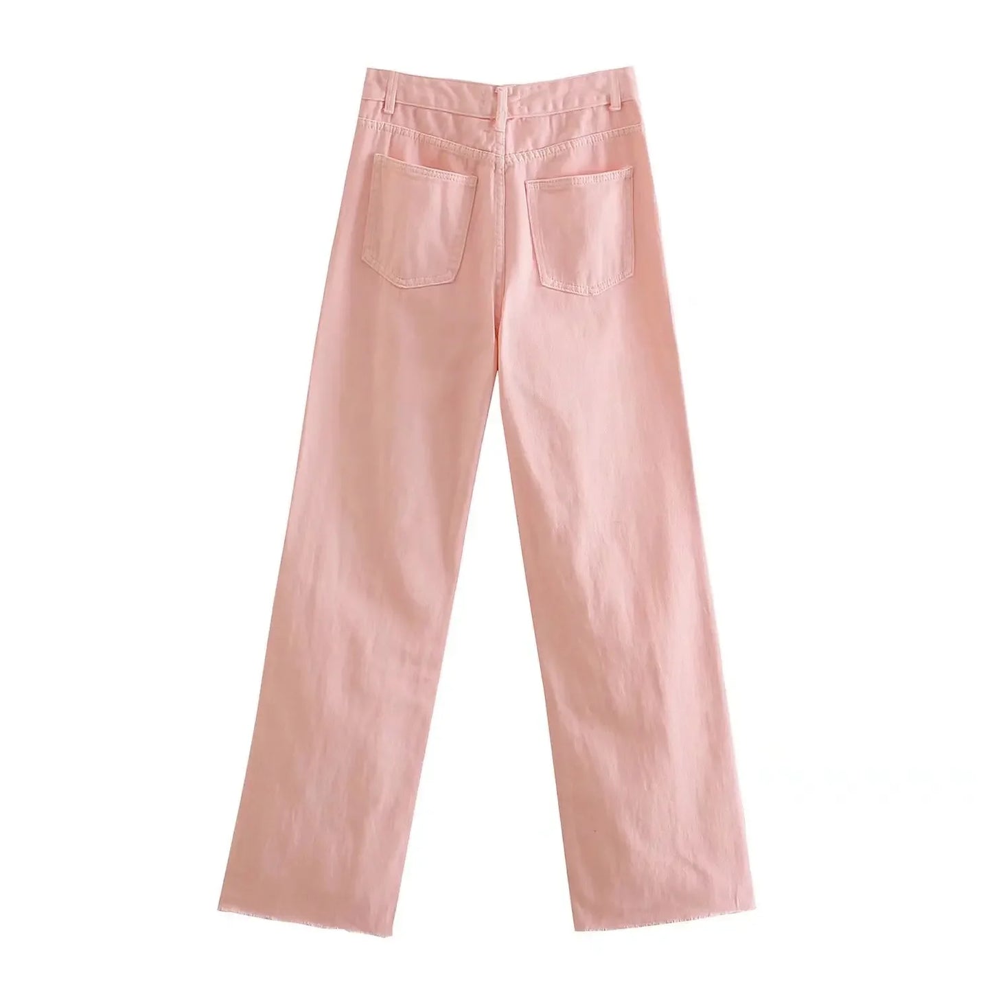 Straight-Leg Frayed Hem Pants