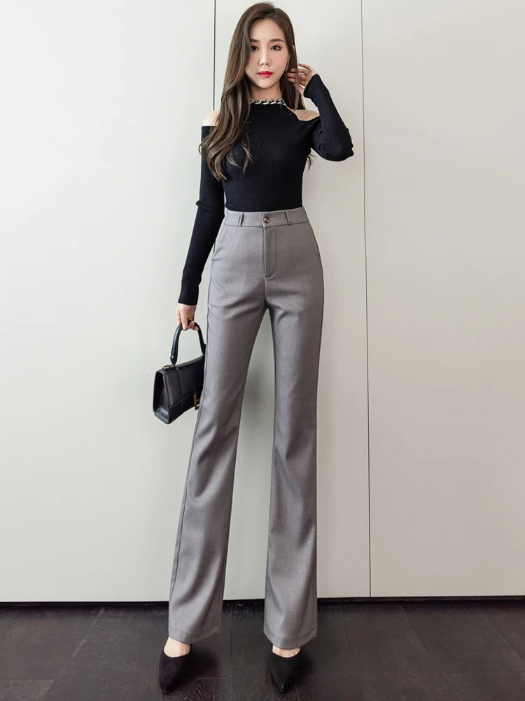 Cotton-Blend Flare Trousers