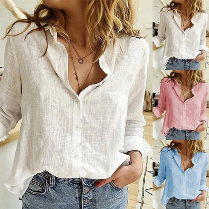 Linen Button-Down Long-Sleeved Shirt