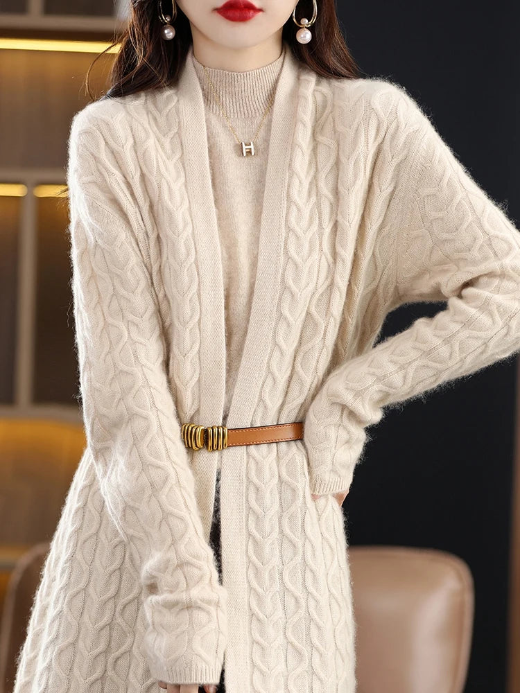 Cashmere Twisted Long Cardigan