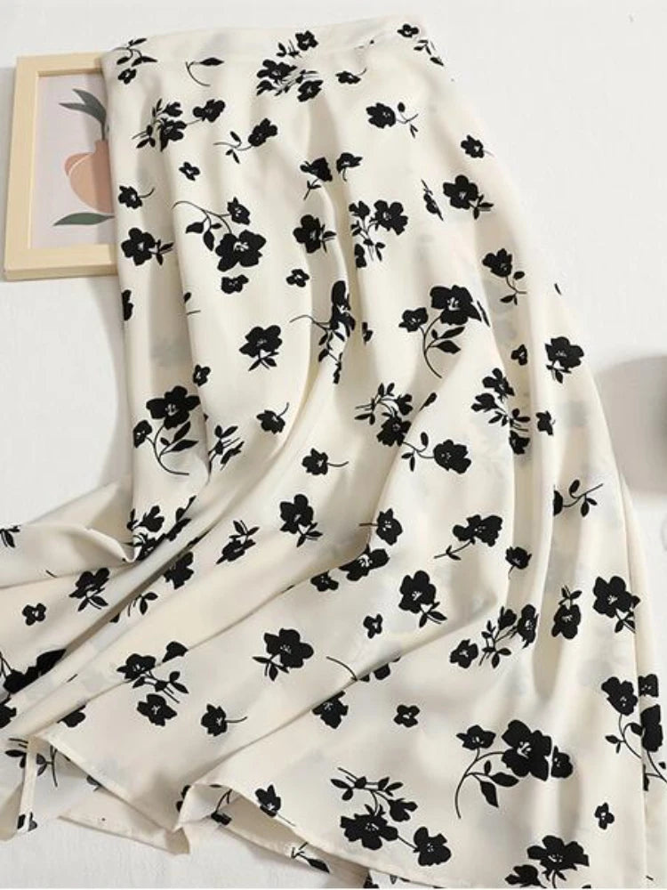 Floral Chiffon Midi Skirt