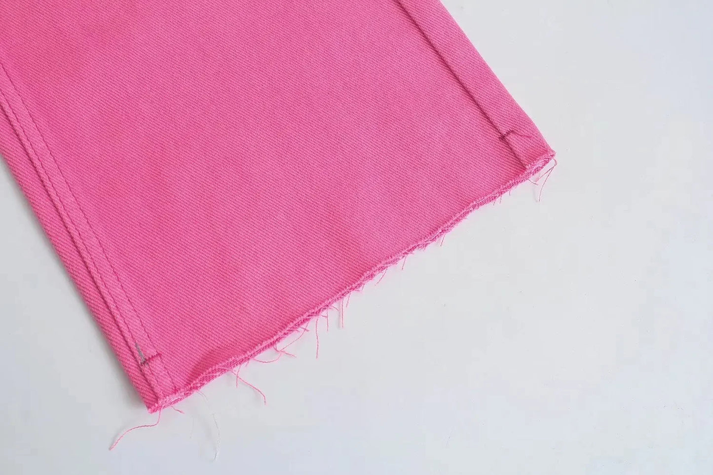 Straight-Leg Frayed Hem Pants