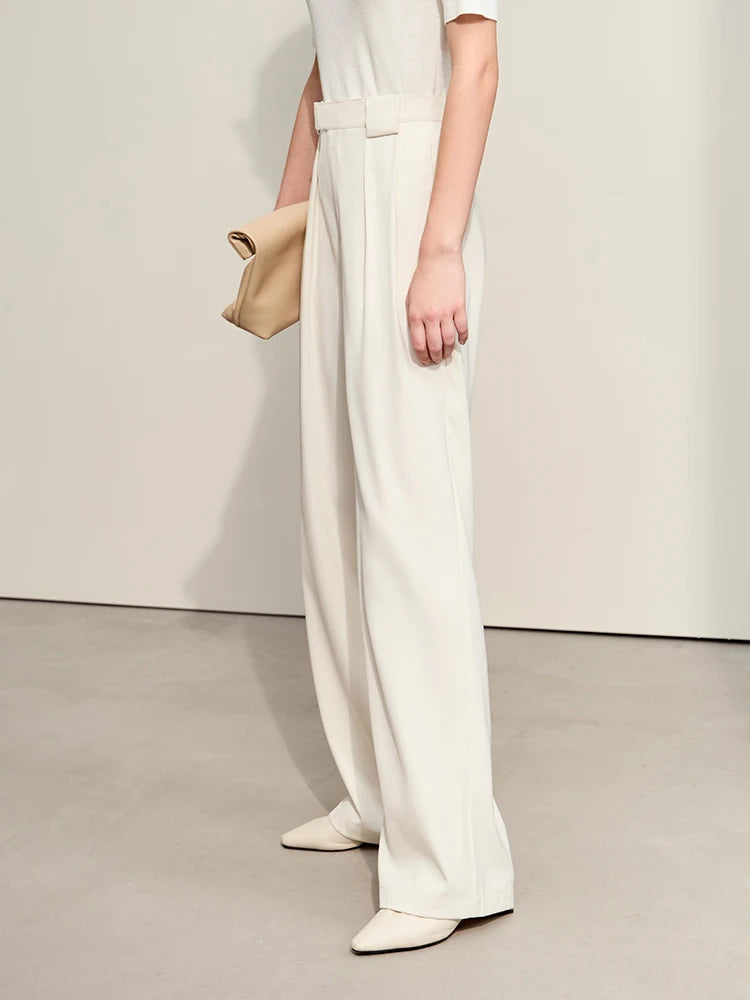 Amii Belted Twill Wide-Leg Pants