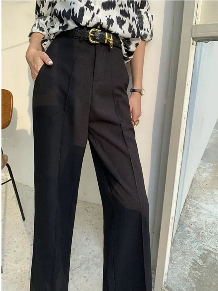 Wide-Leg Seamed Trousers