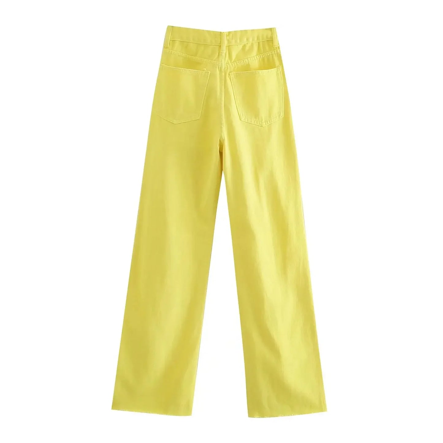 Straight-Leg Frayed Hem Pants