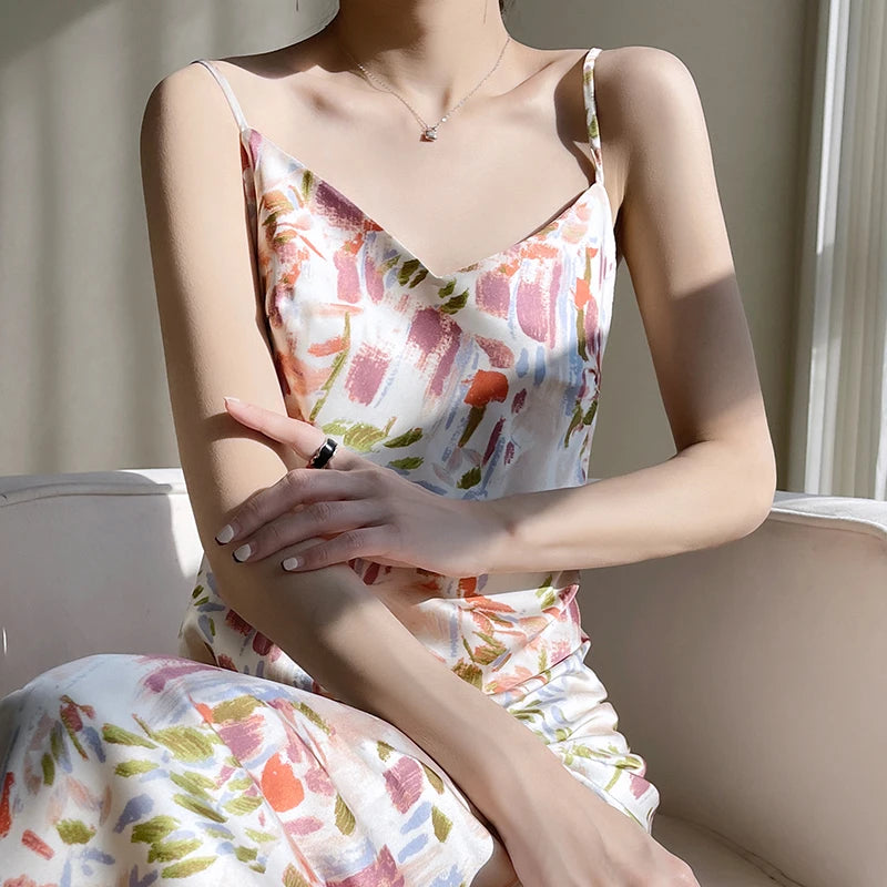 Satin V-Neck Camisole Dress