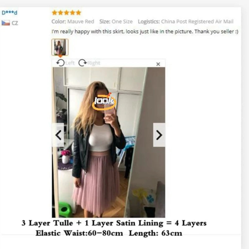 Tulle Pleated Midi Skirt