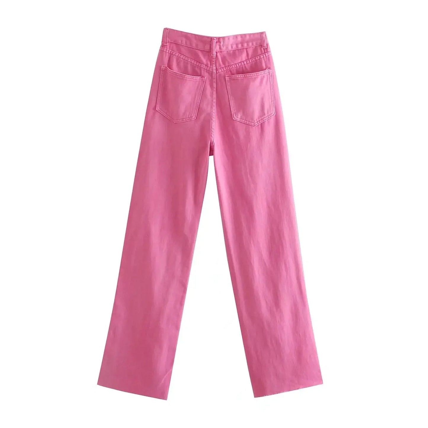 Straight-Leg Frayed Hem Pants