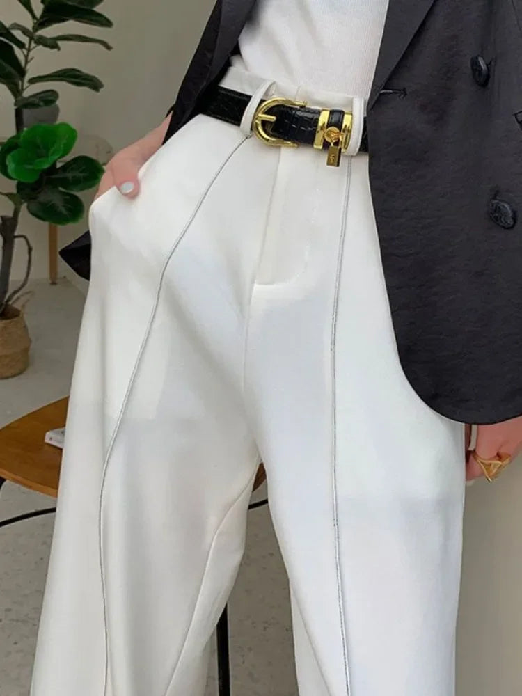 Wide-Leg Seamed Trousers