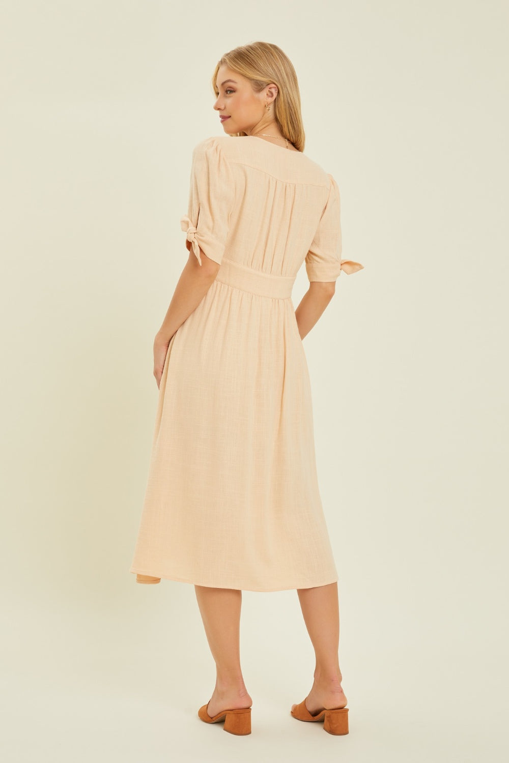 HEYSON Linen Button-Down Midi Dress
