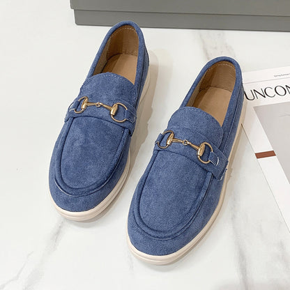 Suede Buckle Loafers