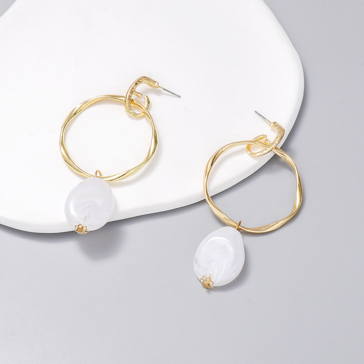Acrylic Pearl Hoop Dangle Earrings